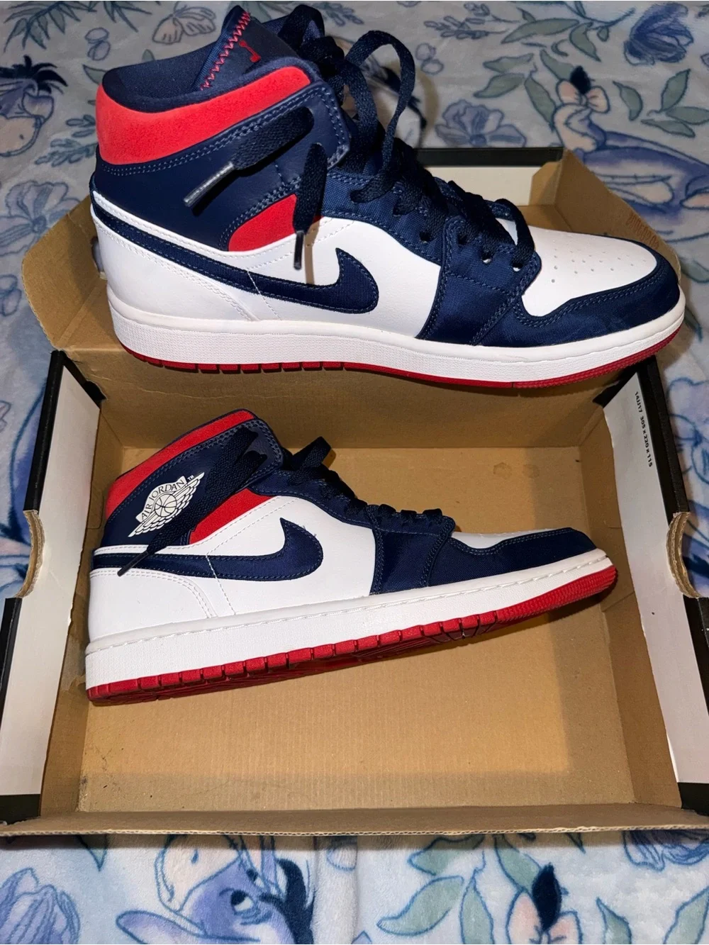 Jordan 1 Low Men's Sneakers - Navy/White/Red